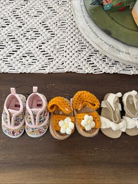 Carter's Yellow Crochet Flower Baby Sandals